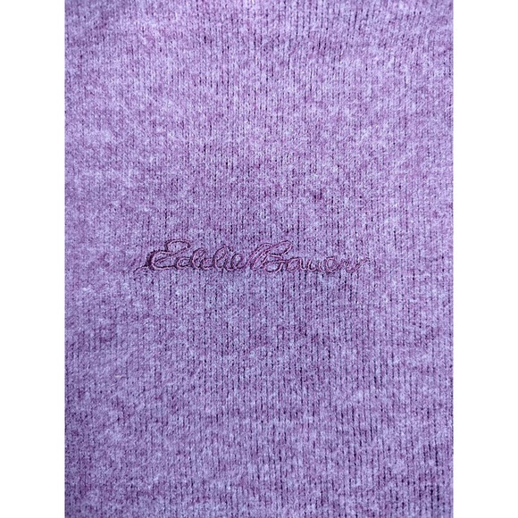 Eddie Bauer Sweater Mens Medium Purple 1/4 Zip Mock Neck Fleece Cabinecore - Picture 6 of 10